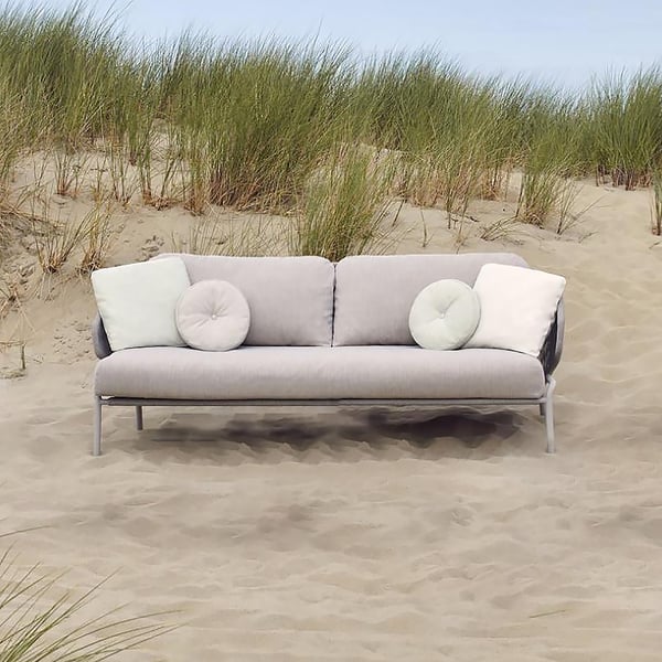 2Seater Woven Rope Outdoor Loveseat with Cushion PillowHomary