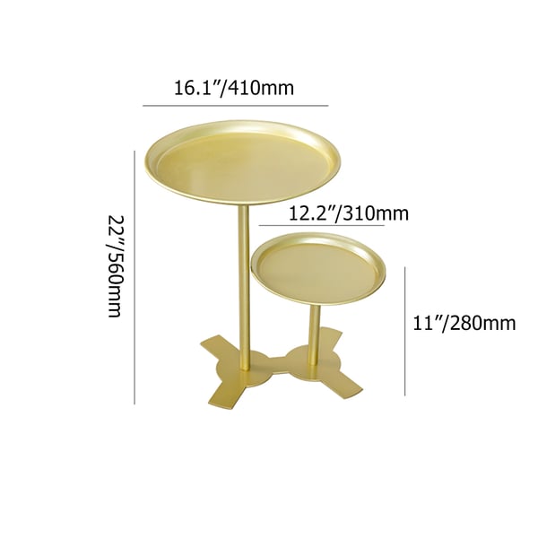 Modern Black Metal End Table with 2 Tray Top Round Side TableHomary
