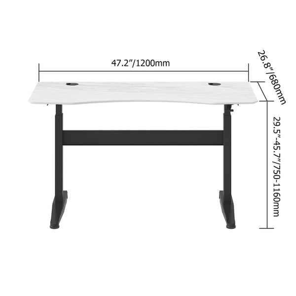 Modern Adjustable Height Writing Desk in White & Black Standing Desk