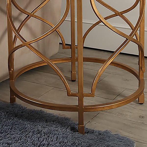 Modern White & Gold End Table with Marble Top & Metal Frame Side Table