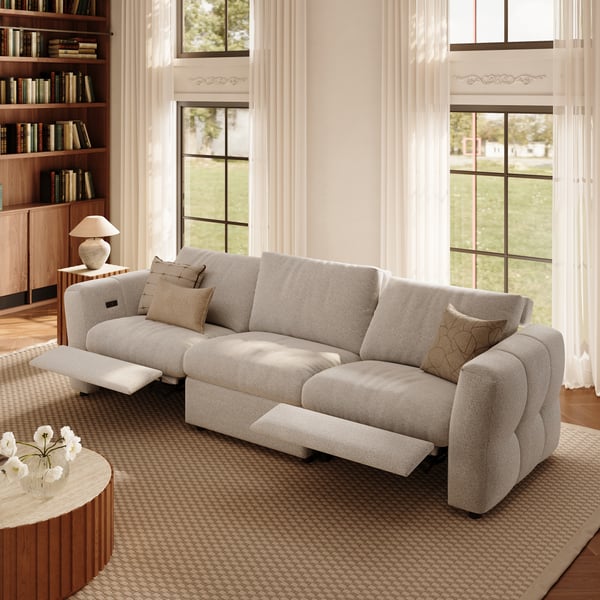 Glidio Chenille Power Reclining Sofa with Adjustable Headrests