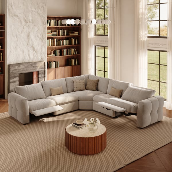 Glidio Chenille Power Reclining Sofa with Adjustable Headrests