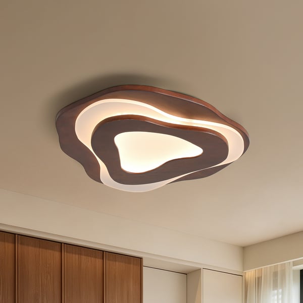 Nordic Walnut Flush Mount LED Irregular Shape Ceiling Light