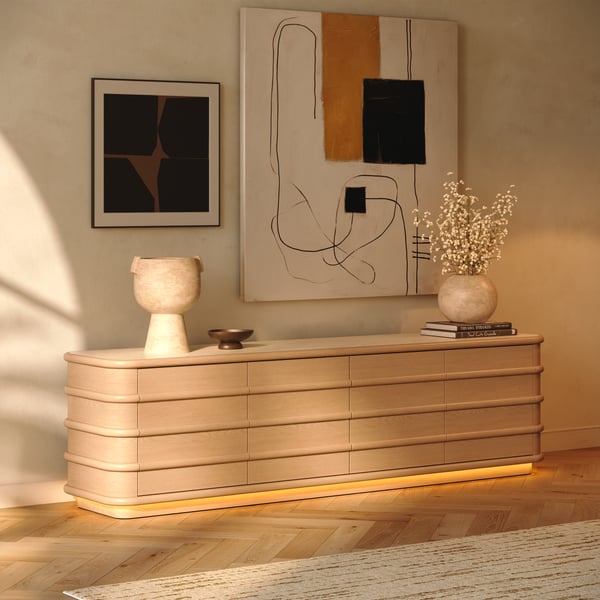 80" Ash Wood TV Stand with Sintered Stone Top