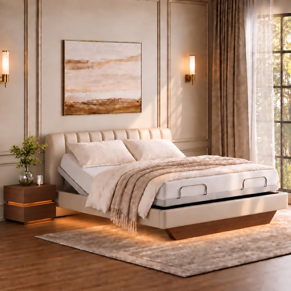 King Genuine Leather Zero Gravity Adjustable Bed Set
