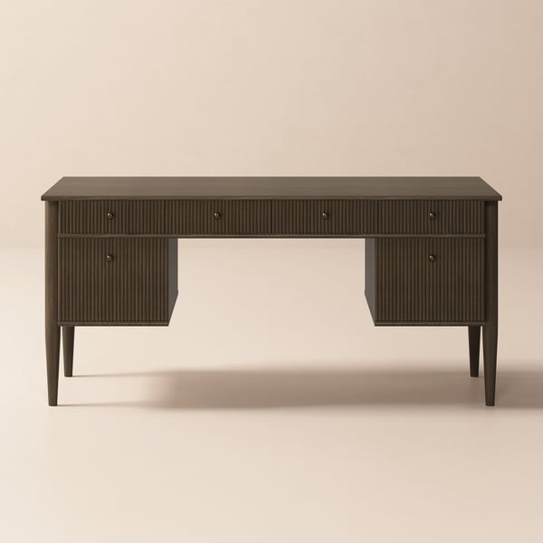 64" Houten bureau met 6 laden