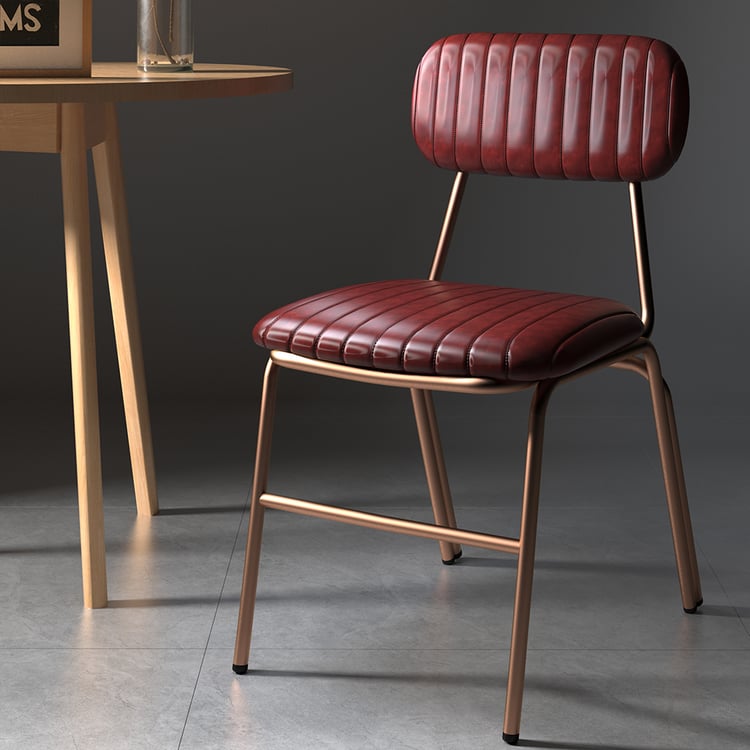 Ensemble de 2 chaises de salle à manger modernes avec revêtement en similicuir rouge vin