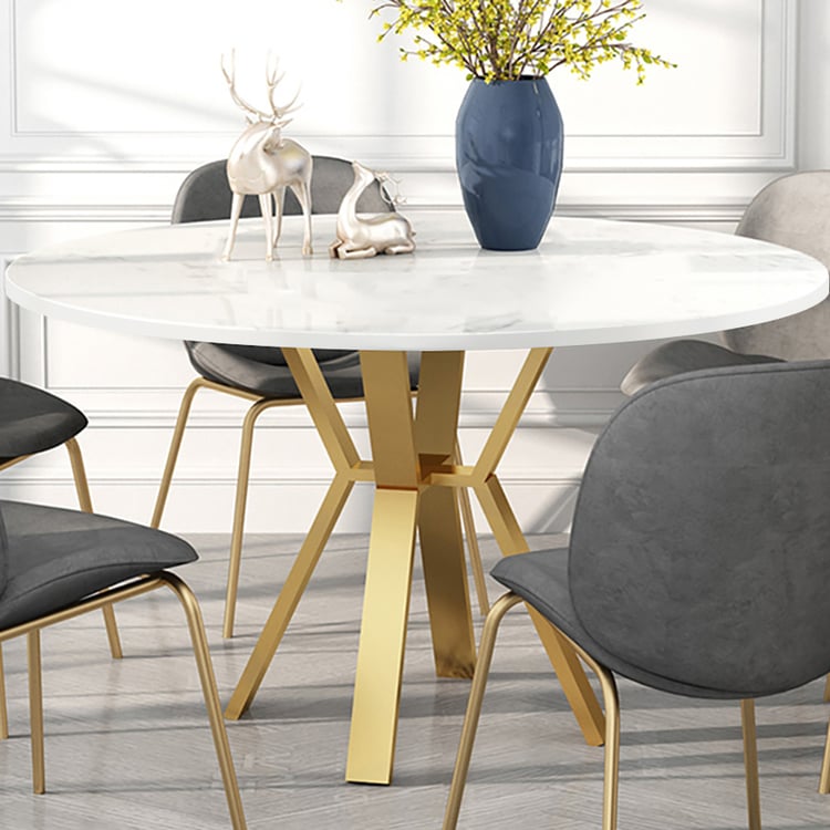 39.4" Affordable Luxury Modern Round Sintered Stone Dining Table Seats 2-4 People