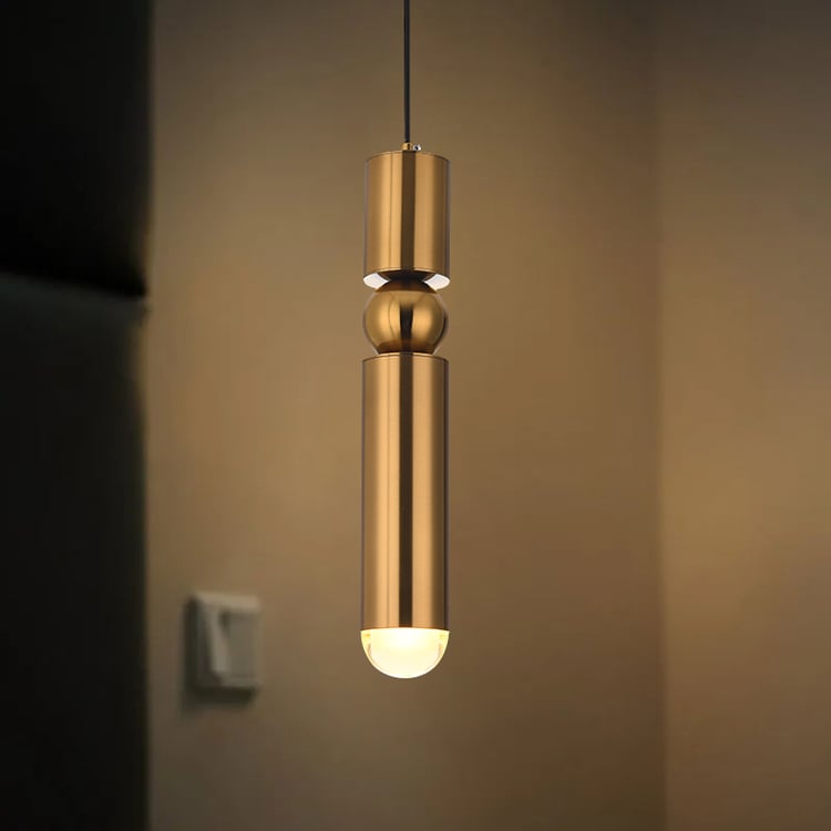 Mini Cylinder Single-Light Minimalist Pendant Light in Gold
