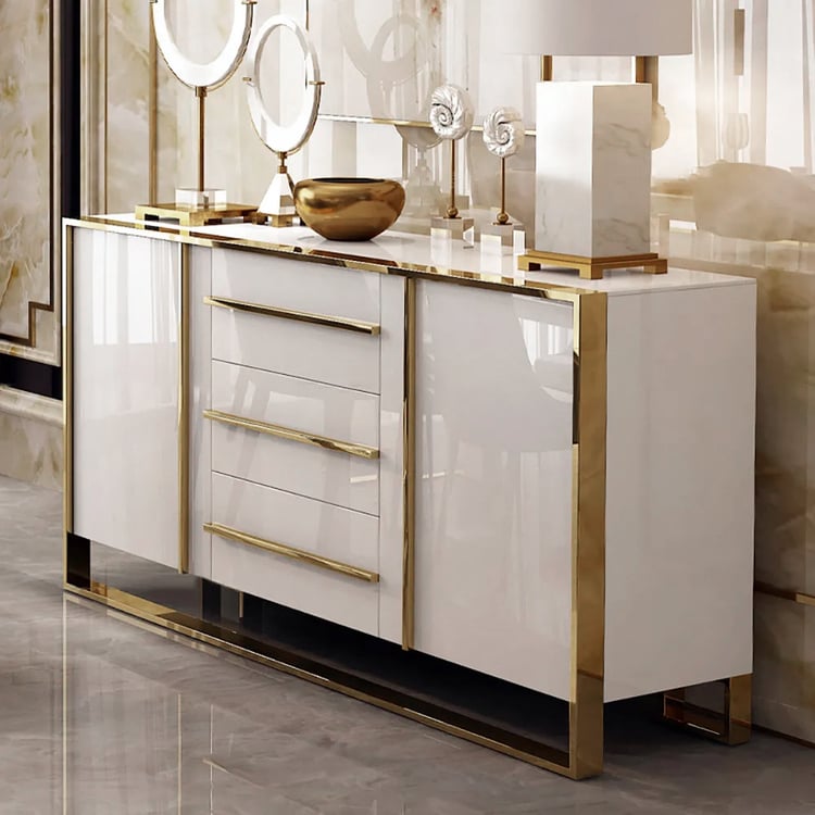 Cylina Series 59.1" Modern Wood Buffet & Sideboard White with Ample Storage