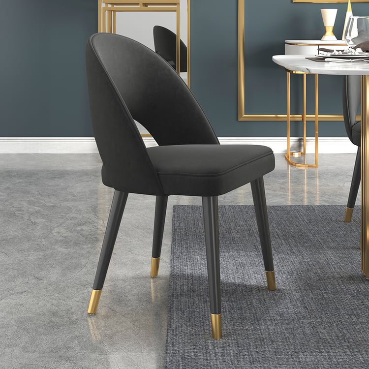 Modern Upholstered Black Dining Chair Velvet Side Chairs (Set of 2)