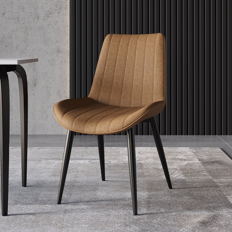 Lot de 2 Chaises de salle à manger rembourrée en lin jaune