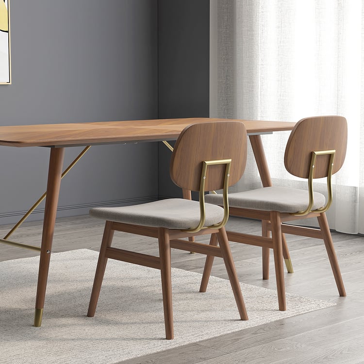 Capet Series Set of 2 Mid-Century Dining Chairs with Upholstery Gray