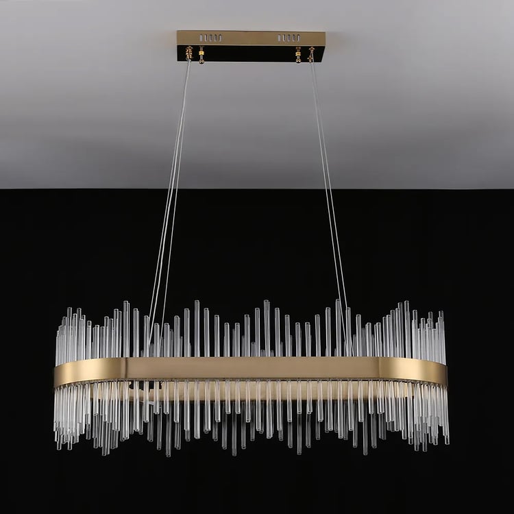 Pruhované moderní skleněné kuchyňské ostrůvkové světlo z mosazi s nastavitelnými kabely