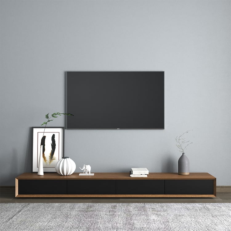 Morami 2200 mm modern tv-lowboard in zwart walnotenhout