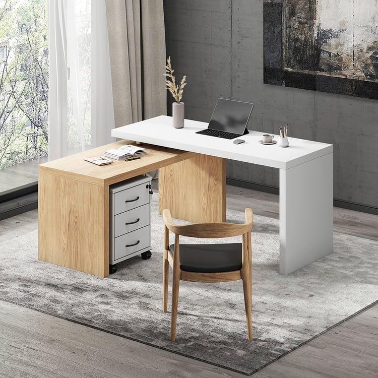 Bureau exécutif rotatif moderne en forme de L avec classeur mobile (1520 mm)