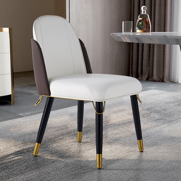 Ensemble de 2 chaises de salle à manger modernes en cuir PU avec revêtement blanc chaud