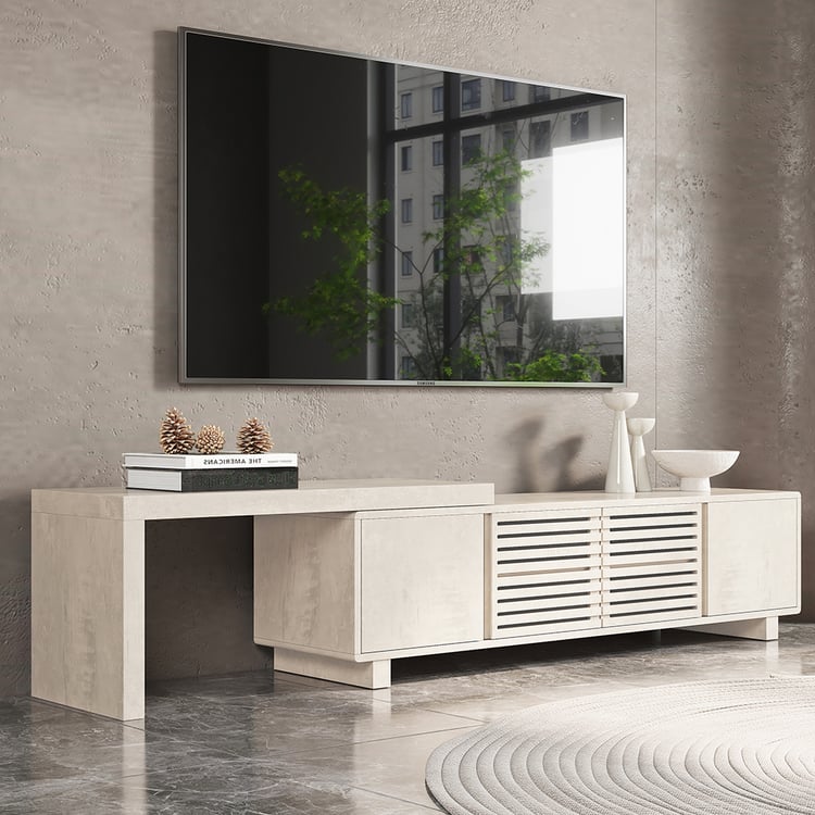 Extendable Grille-Inspired TV Stand with Storage(63"-83")