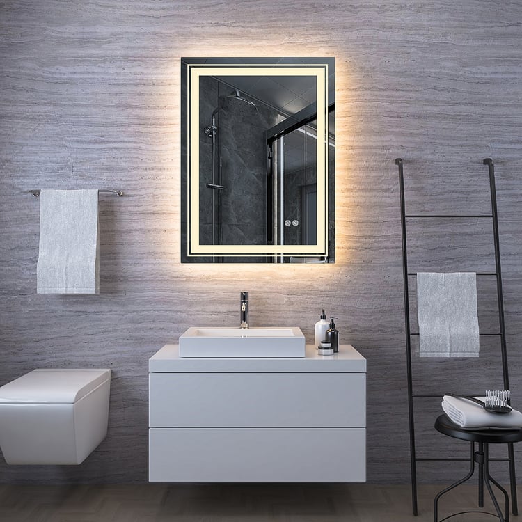 Modern 24" x 30" Frameless LED Bathroom Vanity Mirror Rectangle Anti-Fog Wall Mirror
