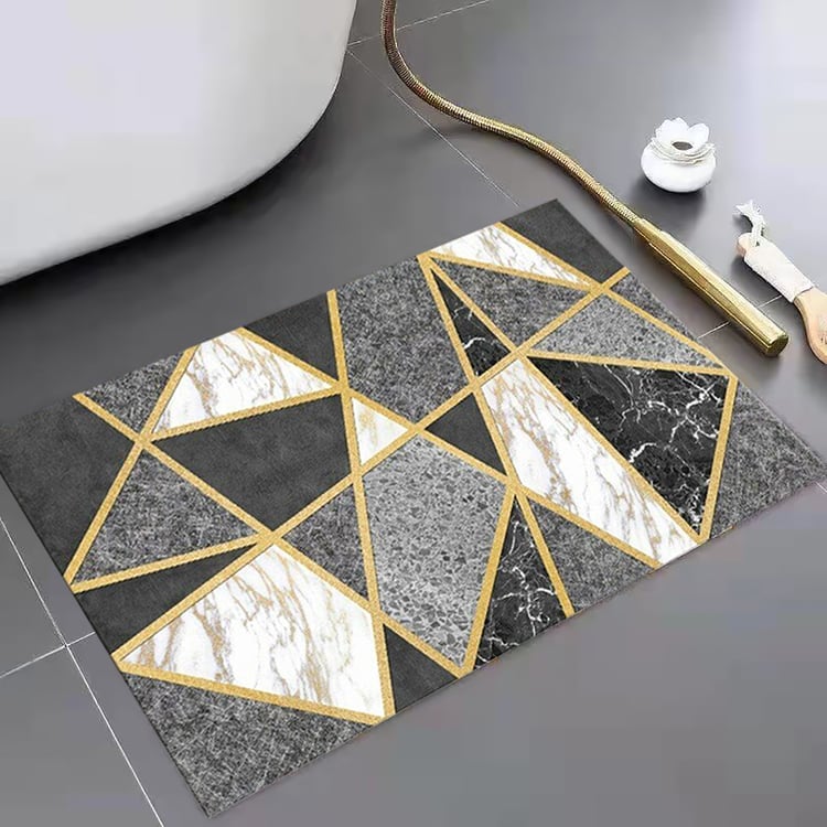 Modern Geometric Non-Slip Soft Bath Mat 400mm x 600mm Rectangle Abstract Bathroom Rug