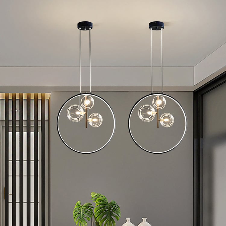 Bubi Black Pendant Light Minimalist Glass Globe LED 3-Light for Dining Room