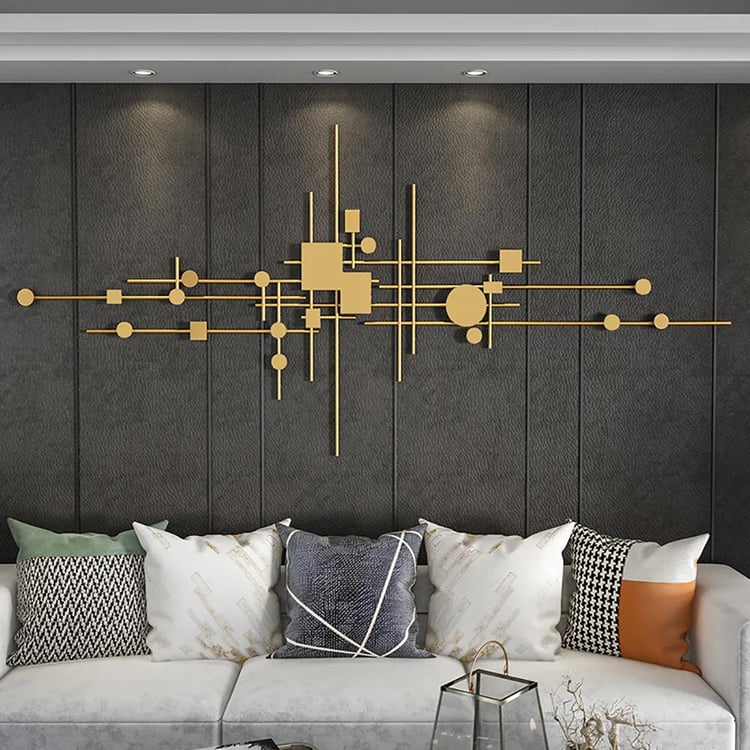 Décoration murale en métal 3D de luxe de 1200 mm avec motifs géométriques