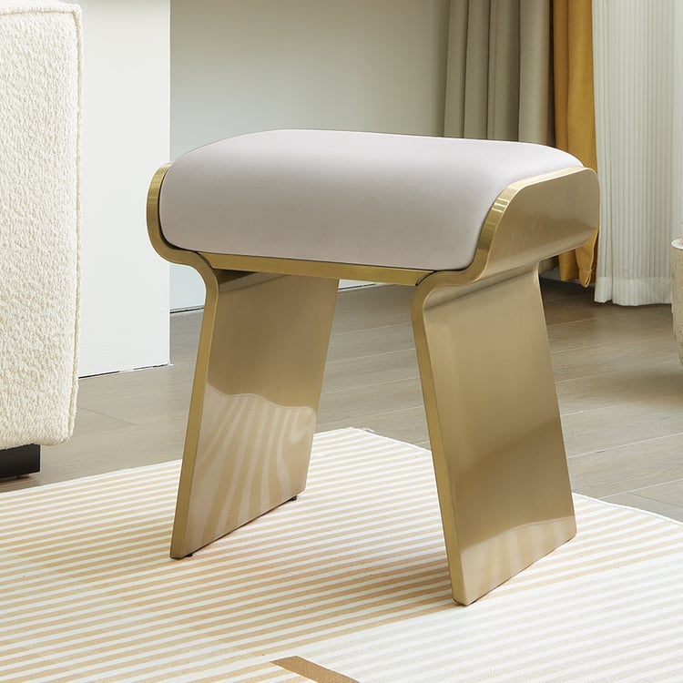 Upart Leath-aire Upholstered Vanity Stool with Gold Frame
