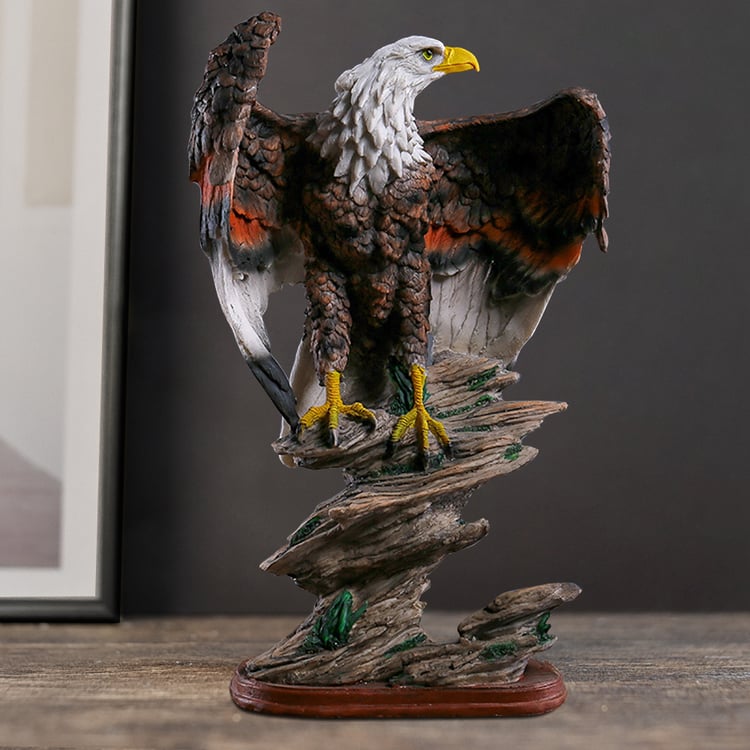 Statue d'aigle en résine bronze avec ailes montantes, figurine d'animal, ornement décoratif