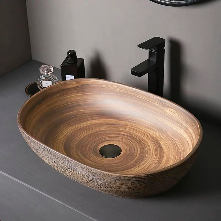 Retro Design Ceramic Oval Bathroom Sink