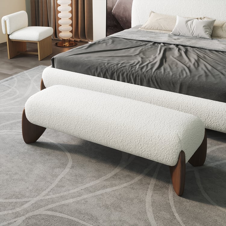 Curva Boucle Upholstered Bedroom Bench