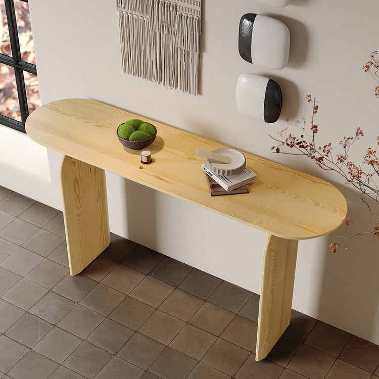 Tintica 1500 mm rustieke massieve houten lange consoletafel natuurlijke entreetafel voetstuk