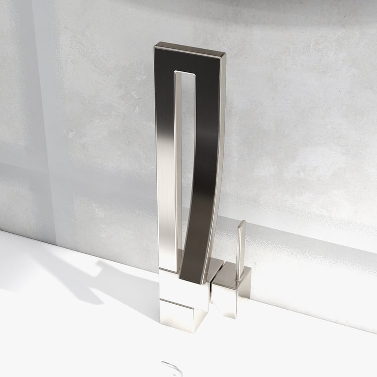 Modern Single Handle 1-Hole Brushed Nickel Bathroom Sink Faucet Waterfall Spout Brass