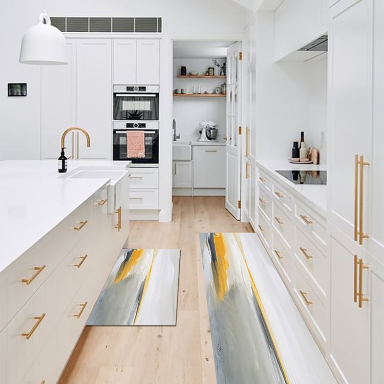 2PCS Creative Abstract Oil Painting Kitchen Runner Rug Set Non-slip Kitchen Mat
