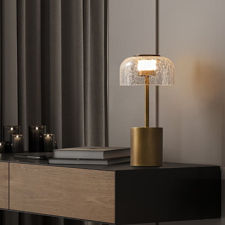 Lampe de Bureau en Verre Doré Bronze 2500mAh sans Fil Rechargeable par USB Lampe de Table Tactile 3 Couleurs