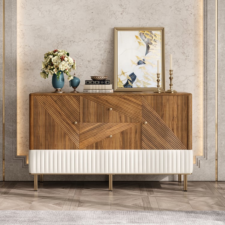 Wovent 1520mm Mid-Century Modern Walnut Sideboard Wood Kitchen Buffet with Storage