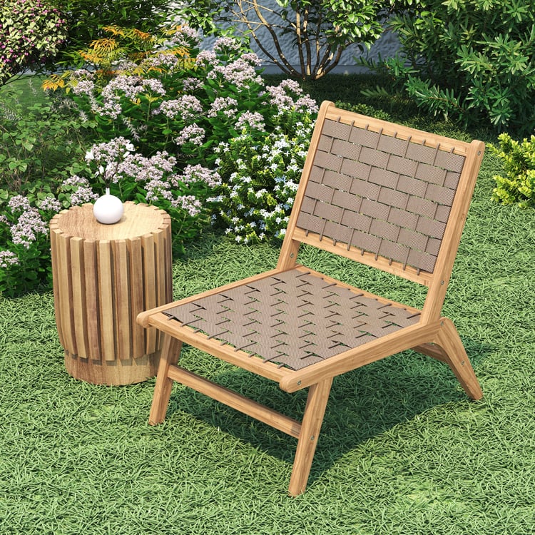 Natural Teak Wood Woven Outdoor Chair