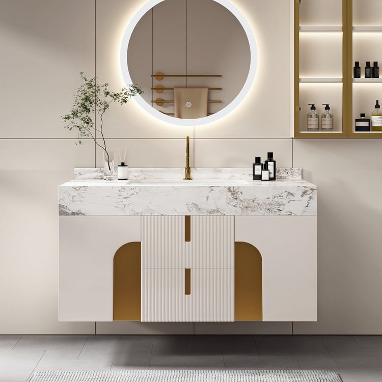 Artus 915mm Modern Sintered Stone Bathroom Vanity Ceramic Single Sink Wall Mounted