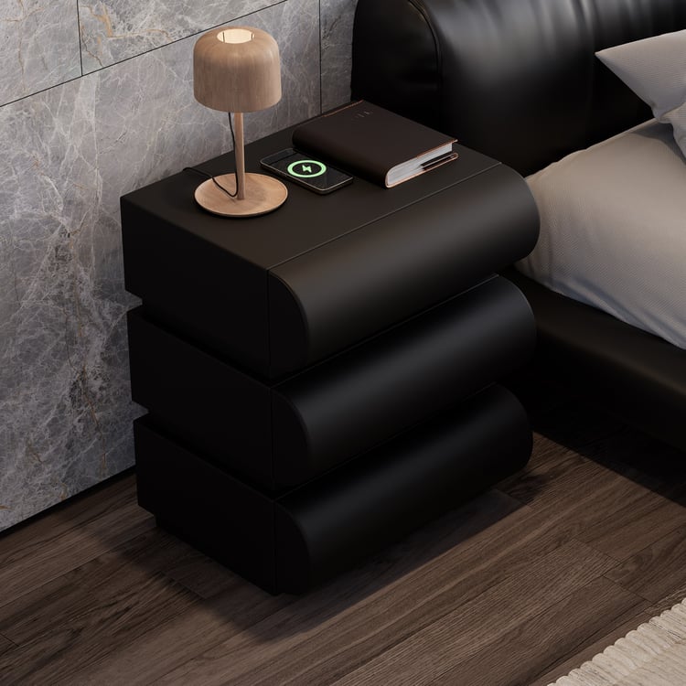 Humply Leather 3-Drawer Smart Nightstand