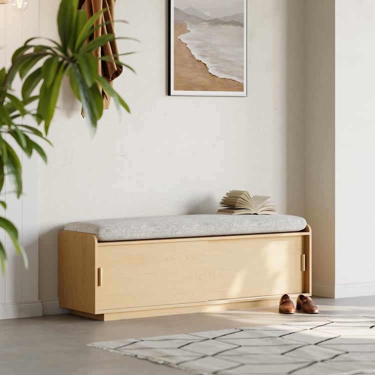 Banc de rangement à chaussures en bois avec coussin