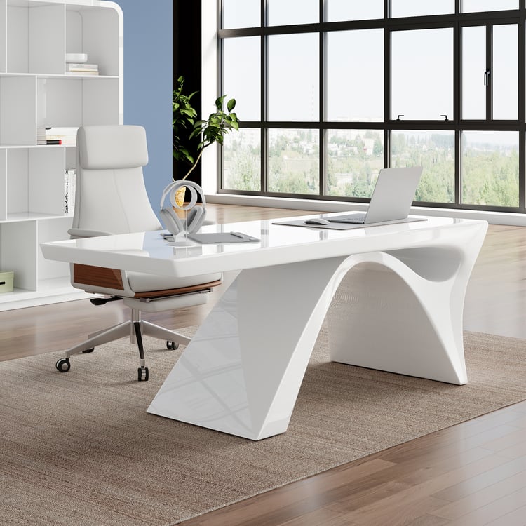 1800mm Modern White Computer Desk Rectangular Executive & Reclining Leather Office Chair