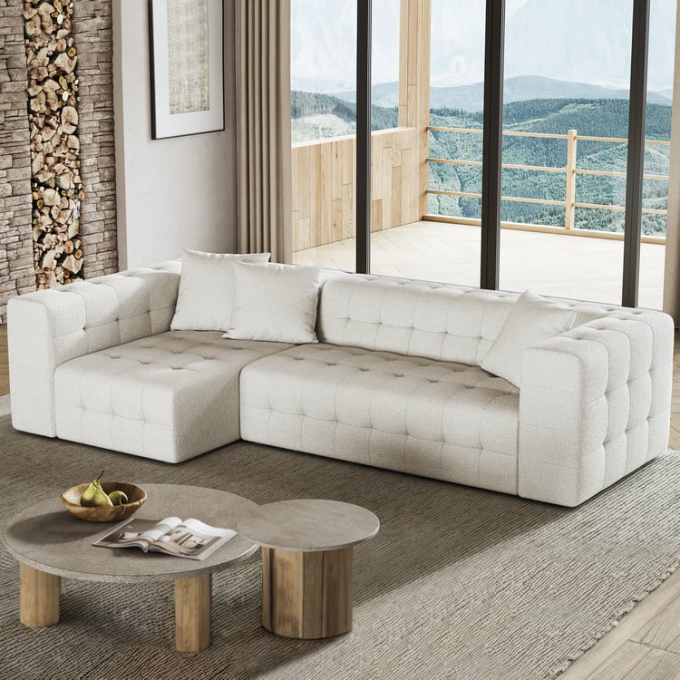 112,2" bílá všívaná Boucle plně konvertibilní elektrická sekční pohovka se 3 polštáři