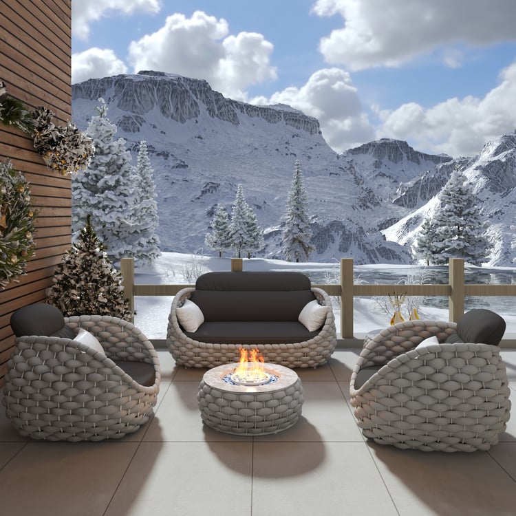 Tatta 5-Pieces Winter Outdoor Smokeless Fire Pit Sofa Set with Coffee Table & Chairs