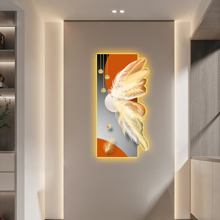 Modern Home Decor LED Wall Art with Unique Feather Design