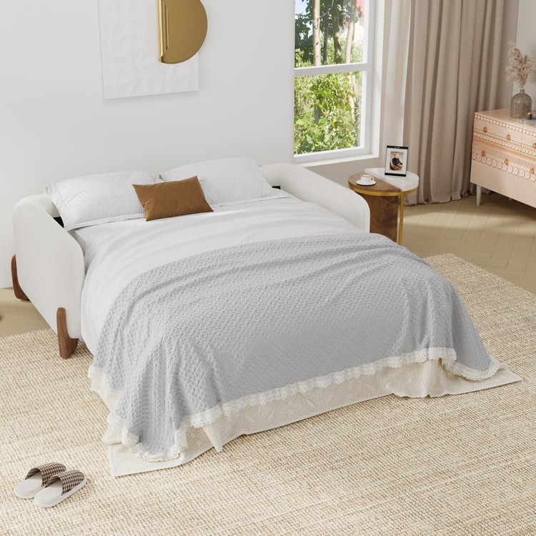 Divano letto Bouclé a 3 posti Curva bianco