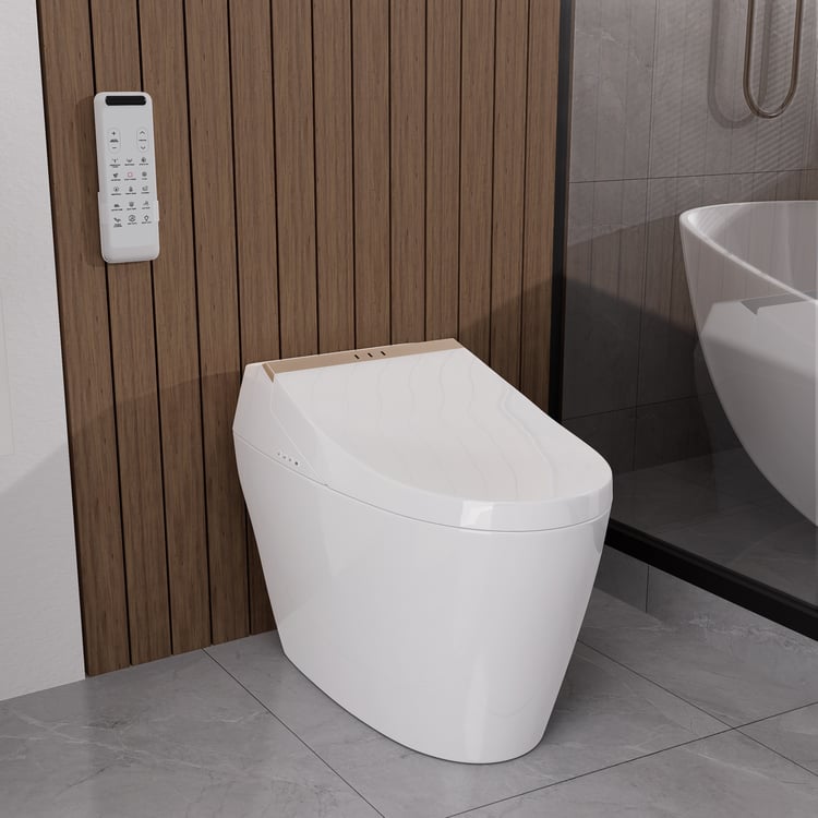 Hynova AX6 Automatic Smart Bidet Toilet with Deodorizing Function White & Gold 1.28 GPF