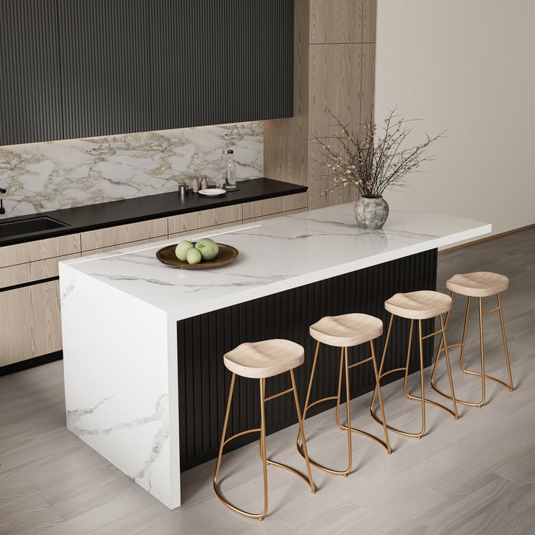 1830mm Sintered Stone Top Kitchen Island with Storage White & Black