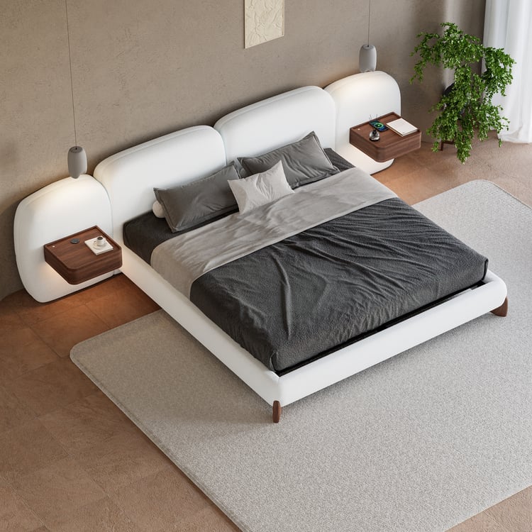 Curva 180cm*200cm Boucle Bed with Headboard & Charging Trays