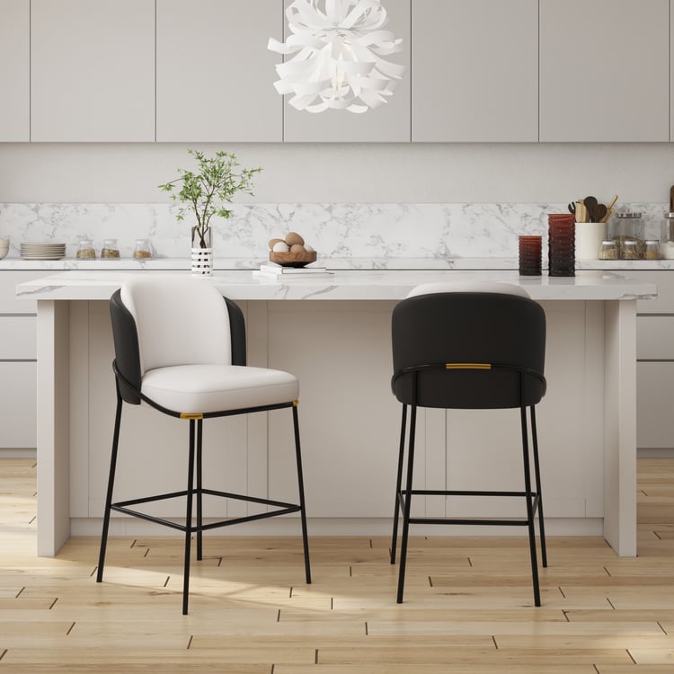 Linenic Black PU Leather Counter Stool with Upholstered, 4 Pieces