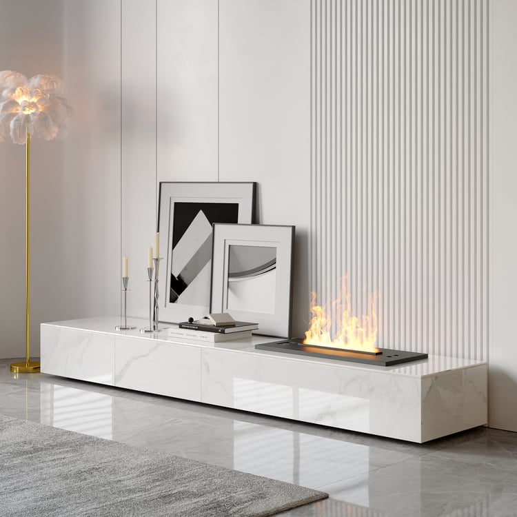 79" Sintered Stone Electric Fireplace Humidifier TV Stand