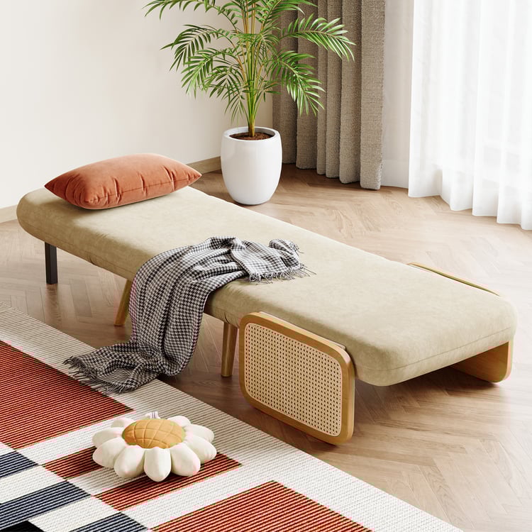 Mid-Century Modern Rattan Daybed Single Sofa Bed Convertible Sleeper Lounge Chair